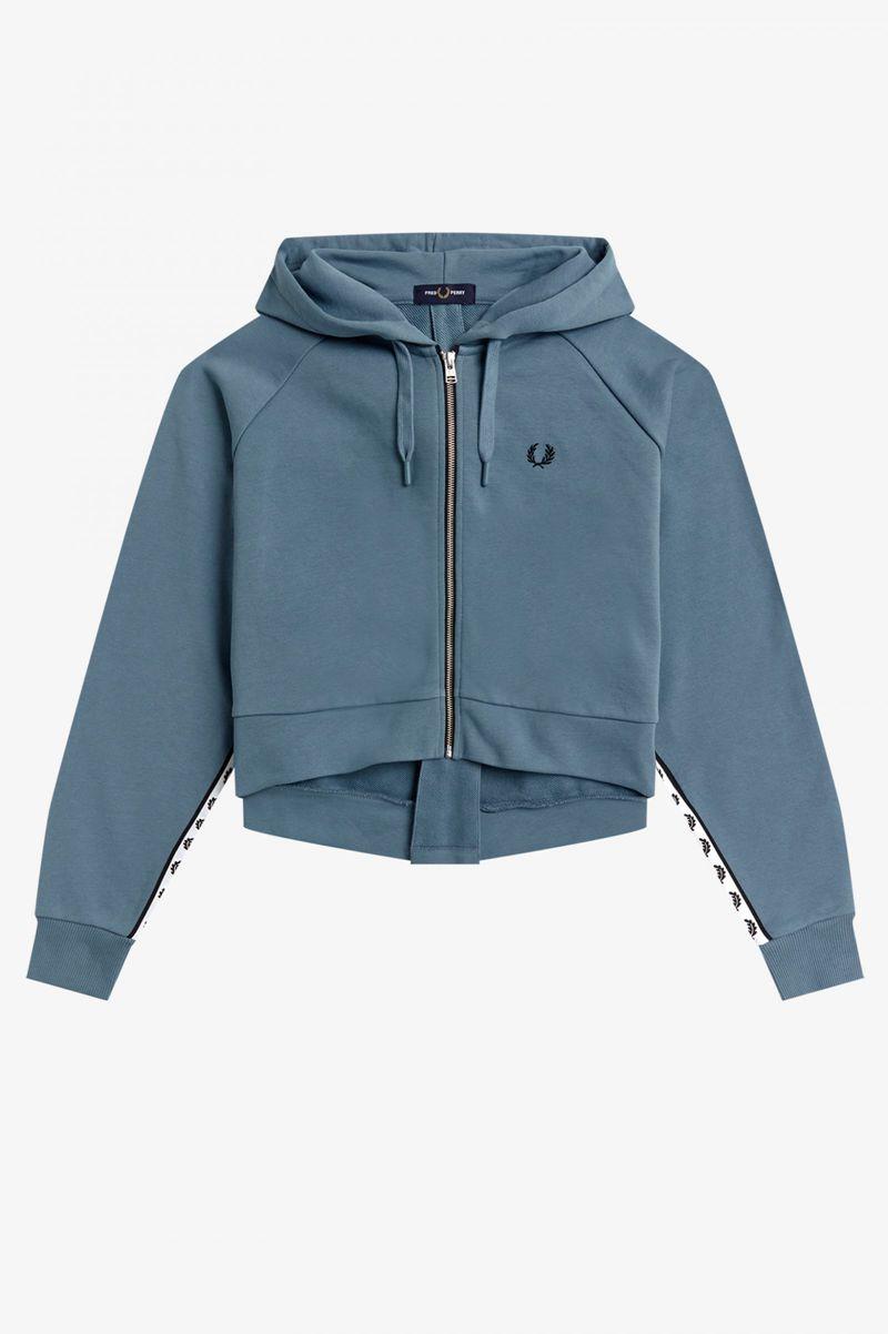 Grey Blue Fred Perry Taped Hooded Women\'s Sweatshirts | PH 2015PJJQ